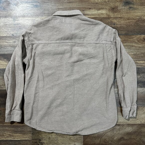 Hollister Boyfriend Fit Button Up Women's Flannel Tan Shacket Size S - Picture 2 of 3